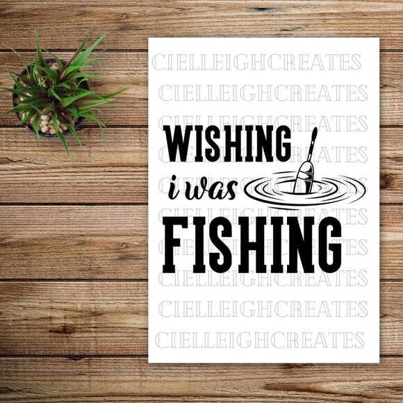 *2 for $20* Wishing I was Fishing vinyl decal Sticker Handcrafted - Picture 1 of 5